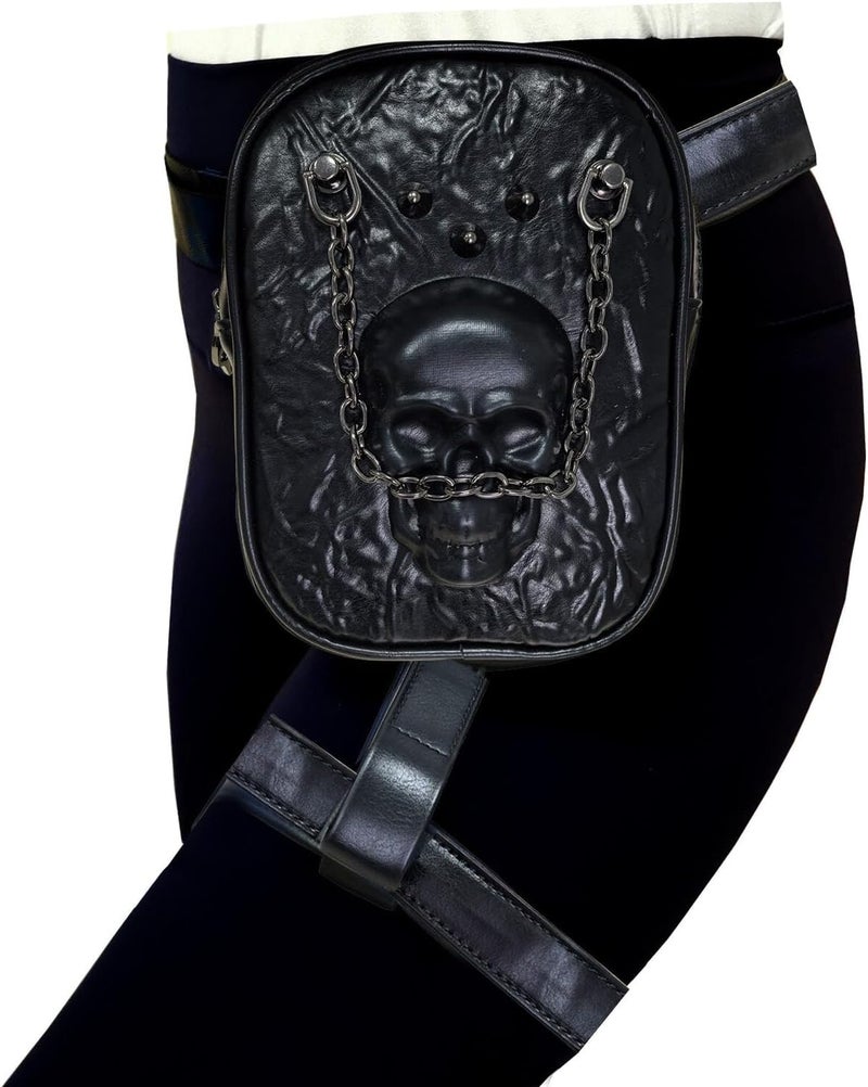 Larswon Plus Size Leg Harness Bag for Women - Synthetic Leather Thigh Pouch Hip Fanny Pack - Image 1